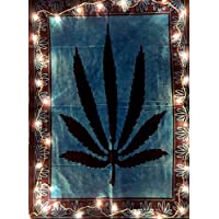 Los mejores  - ICC - Póster con diseño de hoja de marihuana- cannabis- estilo hippie- bohemio y rastafari- tapiz para pared- arte…